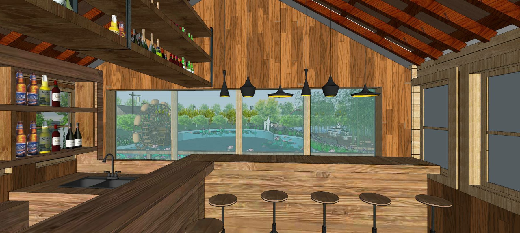 城市生态农业园乡村旅游有机餐厅 sketchup室内模型下载 第1张