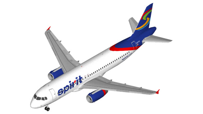 精神的空中客车A320（小翼）| sketchup模型库（蓝色）。 飞机 第1张