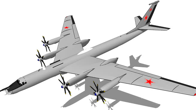 飞机制造的图波列夫142mr„bear J”| sketchup模型下载 飞机 第1张