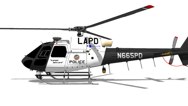 欧洲直升机公司为“ecureuil 350 | sketchup模型库”洛杉矶警察局 飞机 第1张