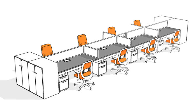 Teknion办公单元设计家具模型-编号424263 写字办公区 第1张
