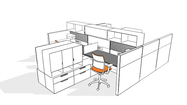 Teknion办公单元设计家具模型-编号424524 写字办公区 第1张