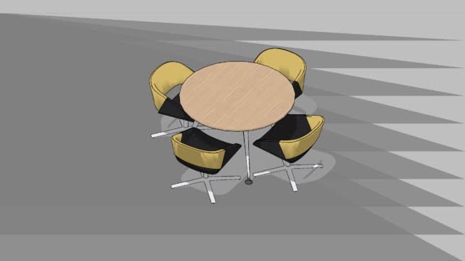 会议桌情景-1.2m直径桌子与周围椅子 写字办公区 第1张