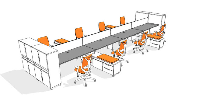 Teknion办公单元设计家具模型-编号425367 写字办公区 第1张