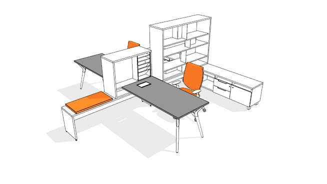 办公单元设计家具模型-编号425418 写字办公区 第1张