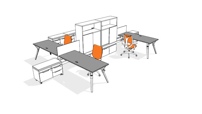 Teknion办公单元设计家具模型-编号425430 写字办公区 第1张