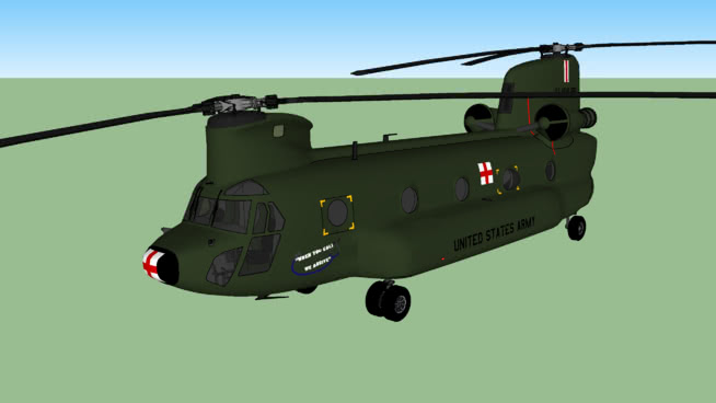 波音CH-47 Chinook直升机|草图大师模型下载（1962－1975年） 飞机 第1张