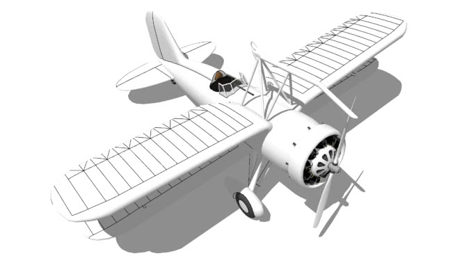 柯蒂斯f9c 2 sparrowhawk | sketchup模型库 飞机 第1张
