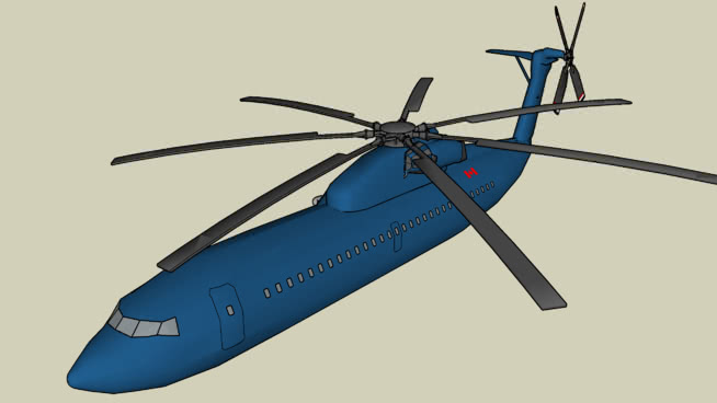 H heliplane概念|草图大师模型下载贴图 飞机 第1张