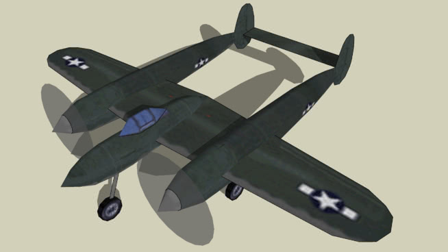 Lockheed P-38 Lightning|草图大师模型下载 飞机 第1张