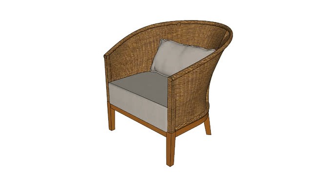 室内模型藤椅小沙发 sketchup室内模型下载 第1张