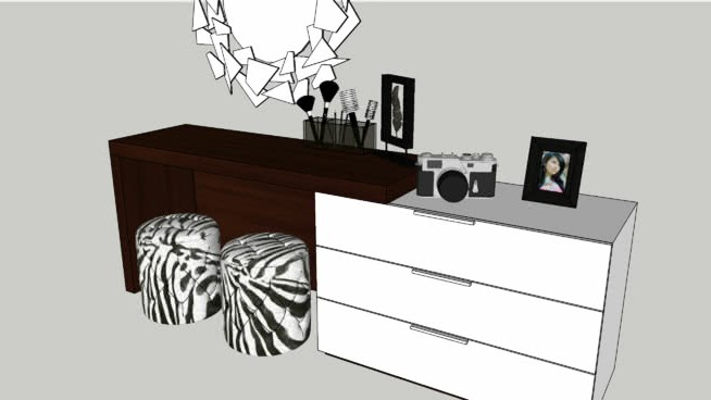 梳妆台柜子小品室内su模型 sketchup室内模型下载 第1张