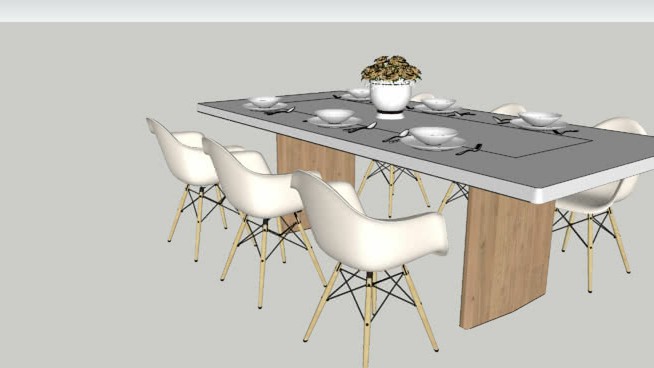 餐桌及摆设小品室内su模型 sketchup室内模型下载 第1张