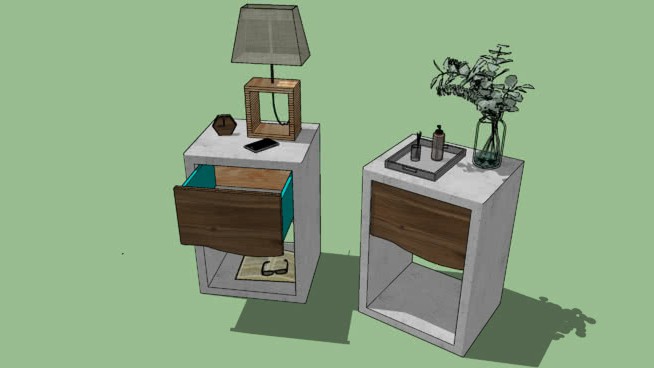 混凝土床头柜 sketchup室内模型下载 第1张