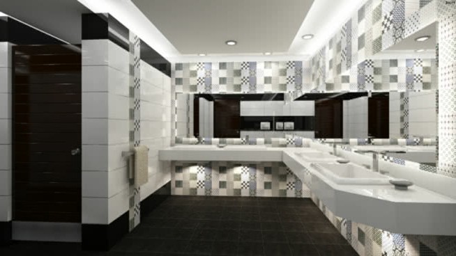 商业浴室内部VRE准备 sketchup室内模型下载 第1张